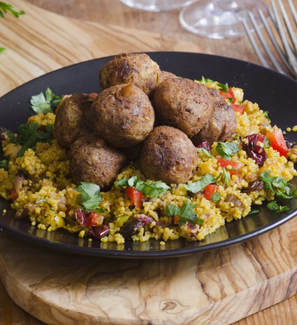 Falafels with couscous Moroccan spiced falafels with couscous and herbs
