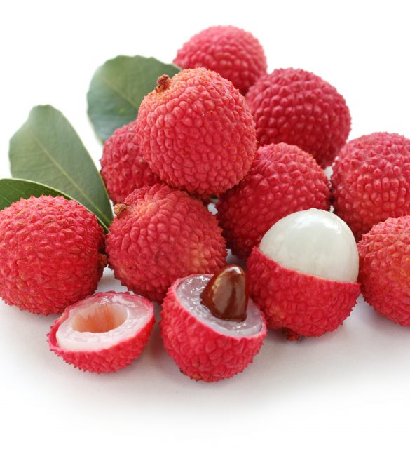fresh lychees on white background fresh lychees on white background