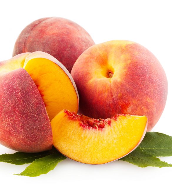 Peach Beautiful peach isolated on white background as design element