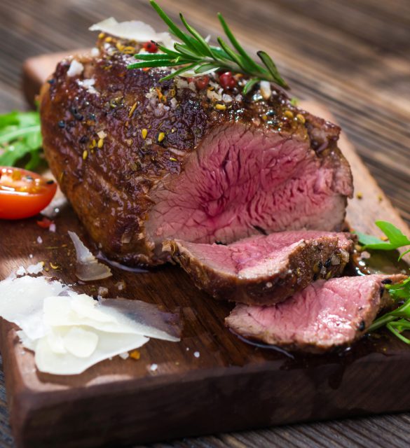 Sliced medium rare grilled Beef steak Sliced medium rare grilled Beef steak