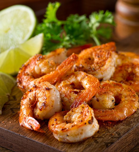 Cajun Shrimp Delicious sauteed shrimp with cajun seasoning and lime on a maple plank.