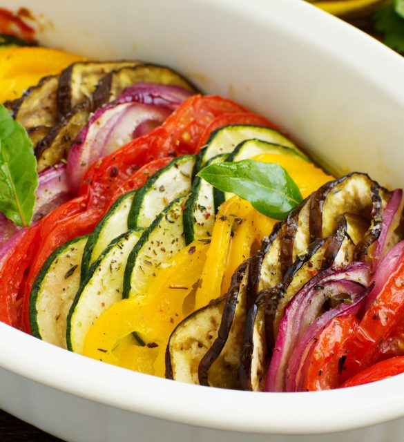 Tian (vegetable casserole) of the five kinds of vegetables. Tian (vegetable casserole) of the five kinds of vegetables.