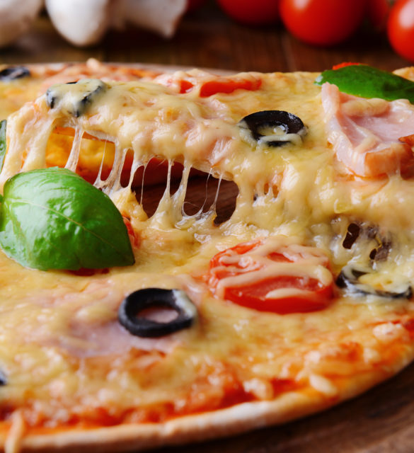 Tasty pizza on table close-up